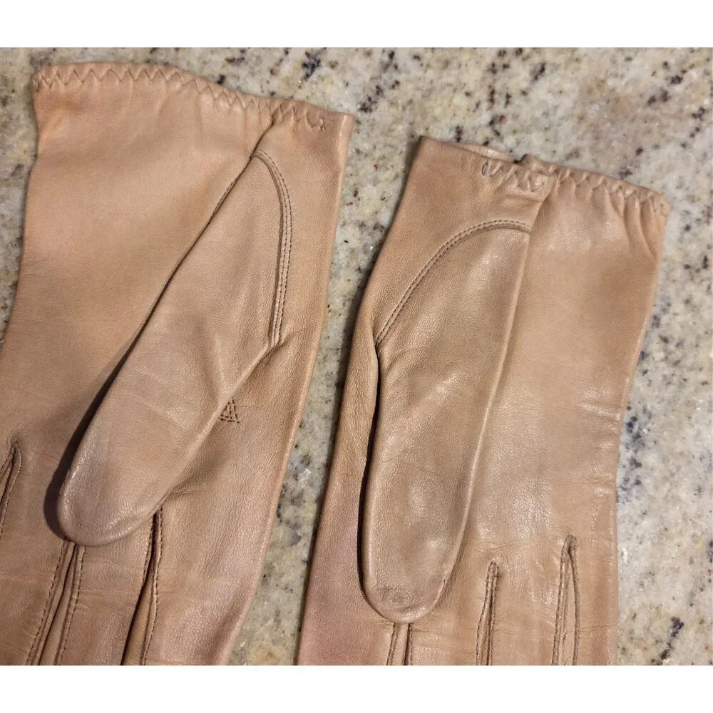 Vintage Womens Size S 6.5 Brown Leather Driving Gloves Fownes